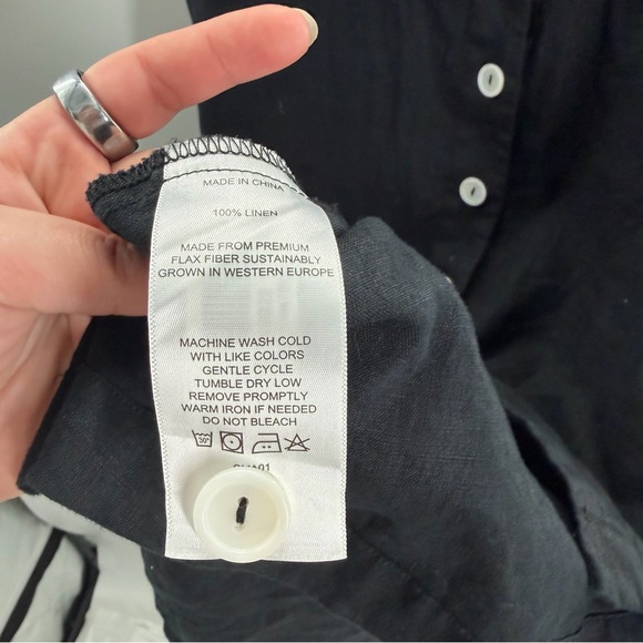 Quince 100% European Linen Black Button Front Dress - Picture 7 of 10